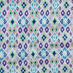 White Colour Pure Crepe Tribal Digital Printed Fabric