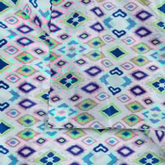 White Colour Pure Crepe Tribal Digital Printed Fabric