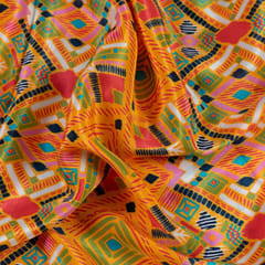 Mustard Colour Pure Crepe Tribal Digital Printed Fabric