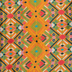 Mustard Colour Pure Crepe Tribal Digital Printed Fabric