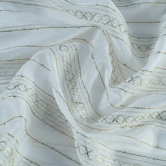 White Colour Dyeable Chinon Chiffon With Gota Embroidered Fabric