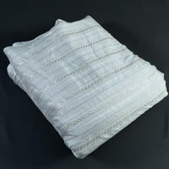 White Colour Dyeable Chinon Chiffon With Gota Embroidered Fabric