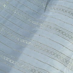 White Colour Dyeable Chinon Chiffon With Gota Embroidered Fabric