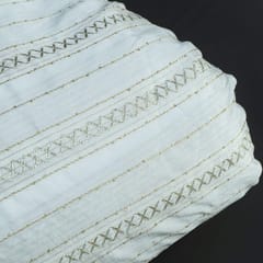 White Colour Dyeable Chinon Chiffon With Gota Embroidered Fabric