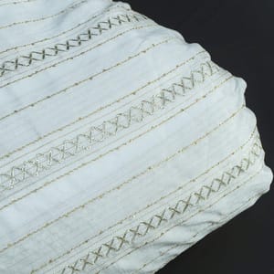 White Colour Dyeable Chinon Chiffon With Gota Embroidered Fabric
