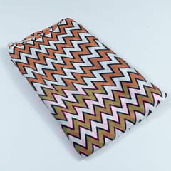 Rust and Blue Colour Georgette Satin ZigZag Printed Fabric