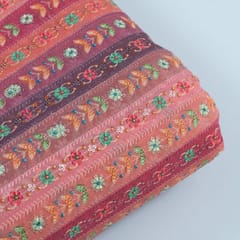 Pink Georgette Digital Print with Embroidered Fabric