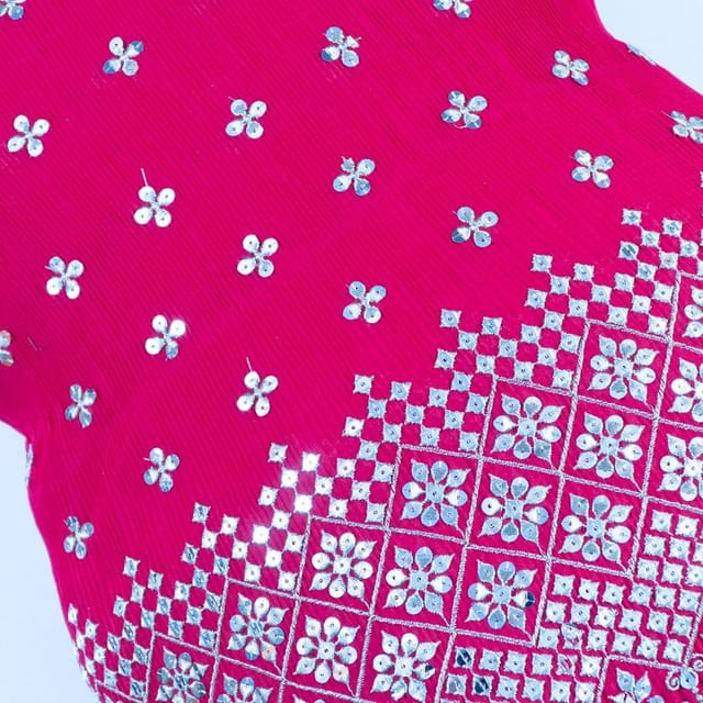 Rani Colour Pleated Georgette Embroidered Fabric