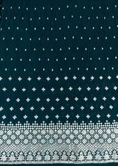 Bottle Green Blue Colour Pleated Georgette Embroidered Fabric
