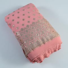 Pink Colour Georgette Pleat Embroidered Fabric