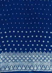 Navy Blue Colour Pleated Georgette Embroidered Fabric