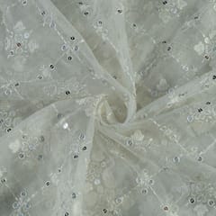 Organza Faux Mirror Embroidered Fabric