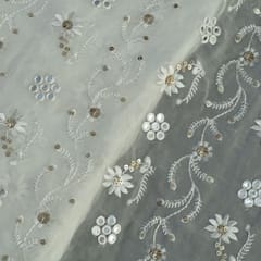 Georgette Faux Mirror Embroidered Fabric