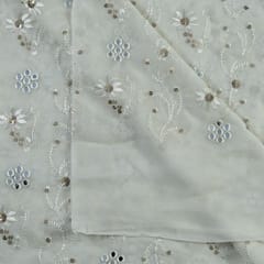 Georgette Faux Mirror Embroidered Fabric