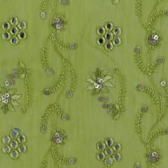 Georgette Faux Mirror Embroidered Fabric