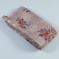 Beige Colour Poly Organza Embroidery Digital Print fabric