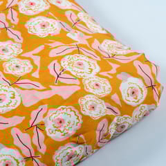 Yellow Colour Armani Satin Digital Printed Fabric