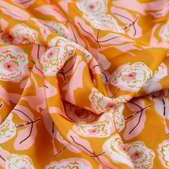 Yellow Colour Armani Satin Digital Printed Fabric