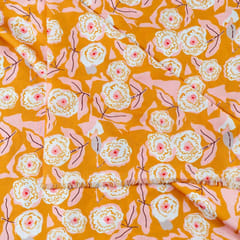 Yellow Colour Armani Satin Digital Printed Fabric