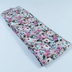 Sky Blue Colour Armani Satin Digital Printed Fabric