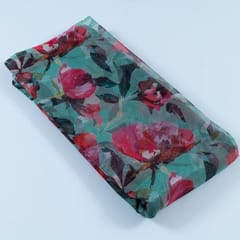 Firozi Colour Organza Digital Printed Fabric