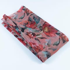 Peach Colour Organza Digital Printed Fabric