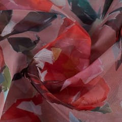 Peach Colour Organza Digital Printed Fabric