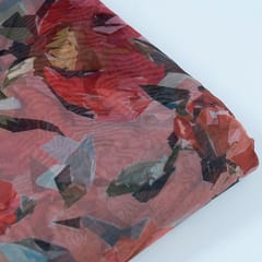 Peach Colour Organza Digital Printed Fabric