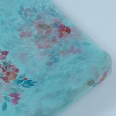 Light Firozi Colour Organza Digital Printed Fabric