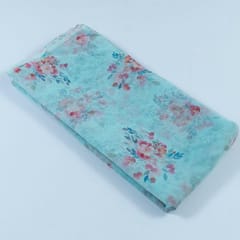 Light Firozi Colour Organza Digital Printed Fabric