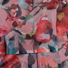 Peach Colour Organza Digital Printed Fabric