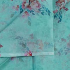 Sea Green Colour Organza Digital Printed Fabric