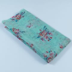 Sea Green Colour Organza Digital Printed Fabric