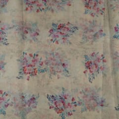 Beige Colour Organza Digital Printed Fabric