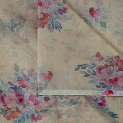 Beige Colour Organza Digital Printed Fabric
