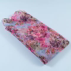 Grey Colour Organza Digital Printed Fabric