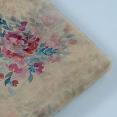 Beige Colour Organza Digital Printed Fabric