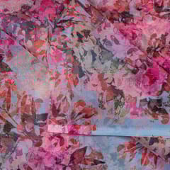 Grey Colour Organza Digital Printed Fabric