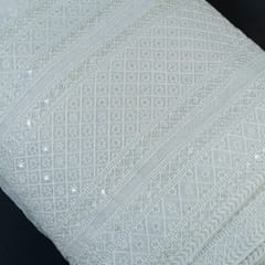 Dyeable Georgette Sequins and Zari Embroidered Fabric Big Width