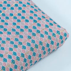 White Colour Muslin Zari Digital Printed Fabric