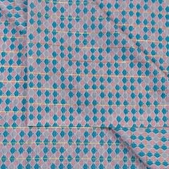 White Colour Muslin Zari Digital Printed Fabric