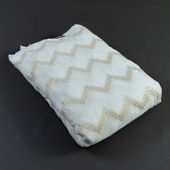 White Georgette Embroidered Fabric
