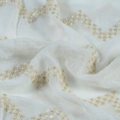 White Georgette Embroidered Fabric