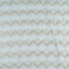White Georgette Embroidered Fabric