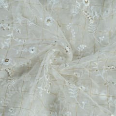 Dyeable Oraganza Check Emroidery fabric