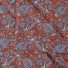 Brown Colour Pashmina Printed Fabric