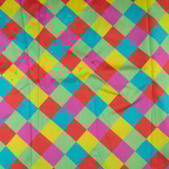 Multi Colour Raw Silk Digital Printed Fabric