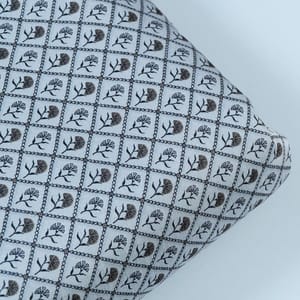 Grey Colour Raw Silk Digital Printed Fabric