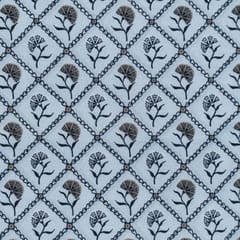 Grey Colour Raw Silk Digital Printed Fabric