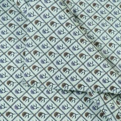 Pista Green Colour Raw Silk Digital Printed Fabric